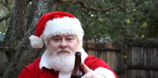 Santa Claus drinking beer