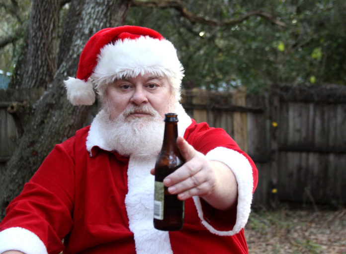 Santa Claus drinking beer