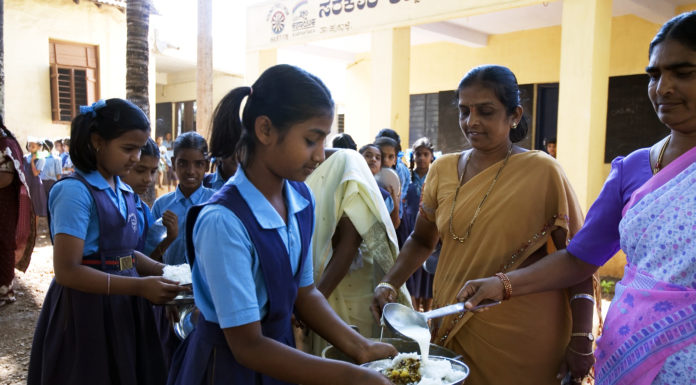 Children in School having mid-day meals