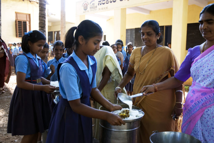 Children in School having mid-day meals