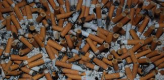 Cigarette buds lying on floor