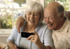 Senior people using smart phone