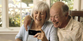 Senior people using smart phone