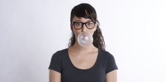woman bubble gum