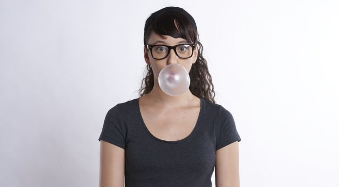 woman bubble gum