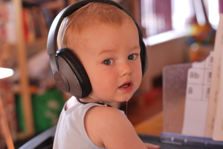 Child listening to music