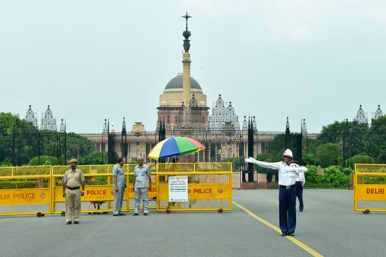 A traffic policeman in Delhi